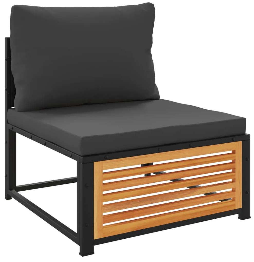 Set divano da giardino 3pz con cuscini legno massello di acacia