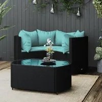 Set Divani da Giardino 4 pz con Cuscini Nero in Polyrattan 319808