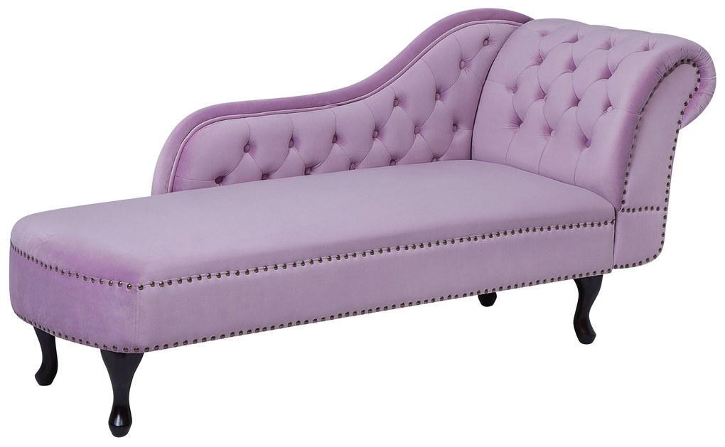 Chaise longue destra in velluto viola lilla NIMES Beliani