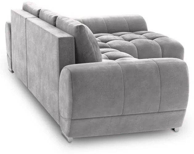 Divano letto angolare grigio chiaro con rivestimento in velluto, angolo destro Nuage - Windsor &amp; Co Sofas