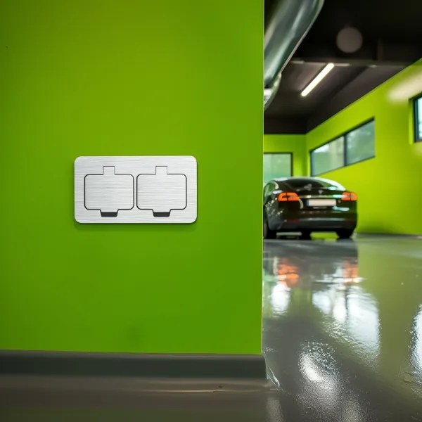 Brilagi - Presa doppia da incasso a pavimento per esterno IP55 cromo opaco rettangolare