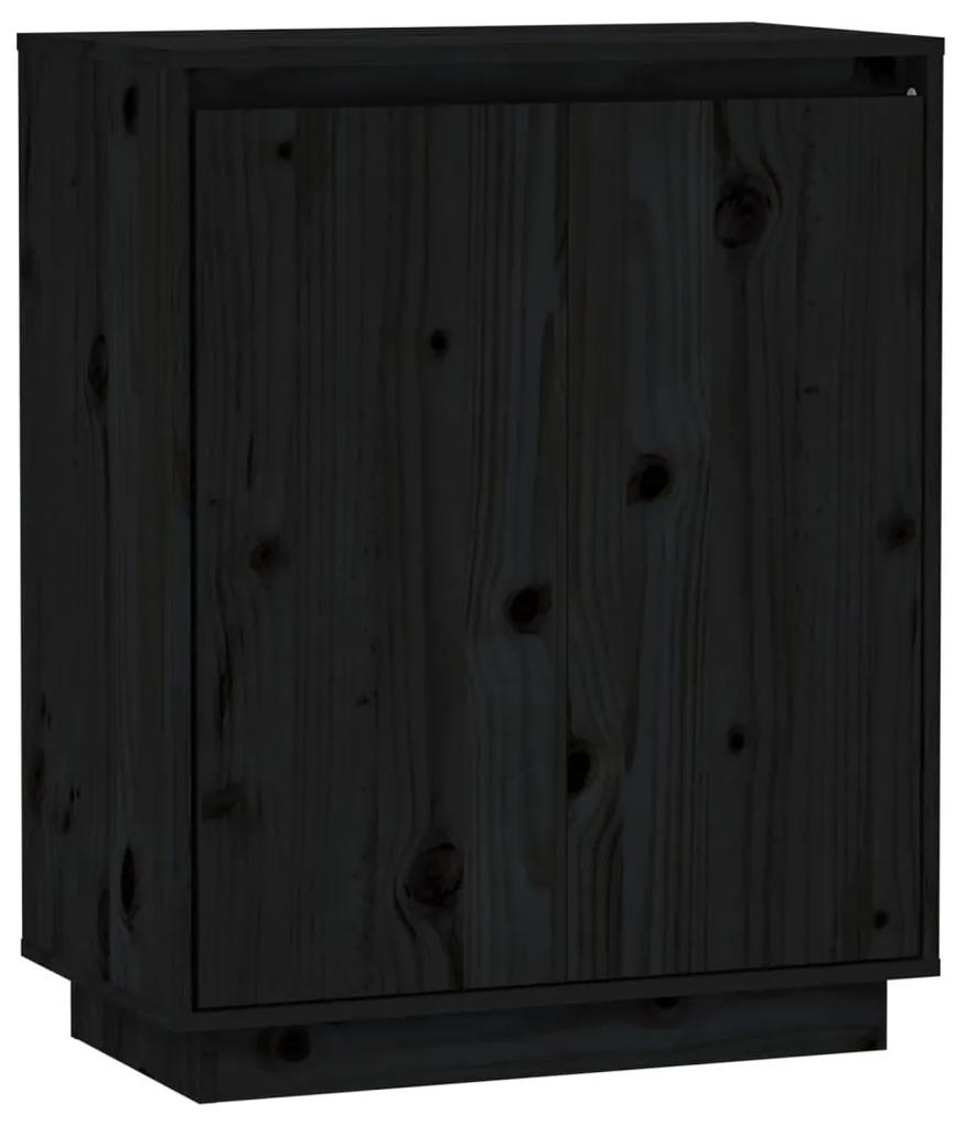 Credenza nera 60x34x75 cm in legno massello di pino