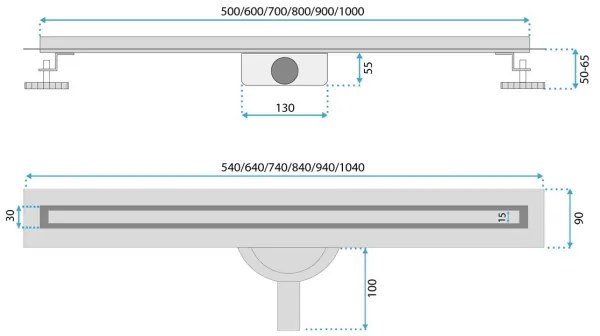 REA-G2714 - Canalina di scarico NEOX SLIM 70 cm acciaio inossidabile/dorato spazzolato