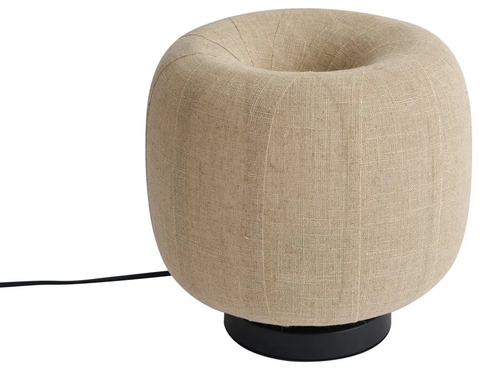 Lampada da tavolo Japandi nera con paralume in lino beige 27cm - Nami