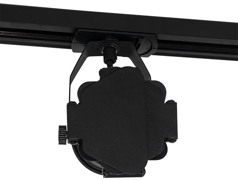 Sistema di illuminazione a binario moderno con 5 faretti nero 1 fase - Iconic Movie