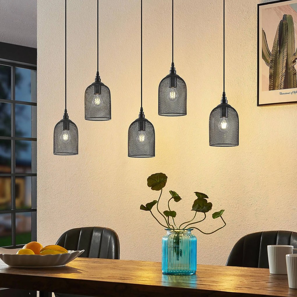 Lampada a sospensione Dolcin Lindby, dimmerabile, Legno chiaro, Soggiorno / Sala da pranzo, Legno, Vintage, Lampada a sospensione