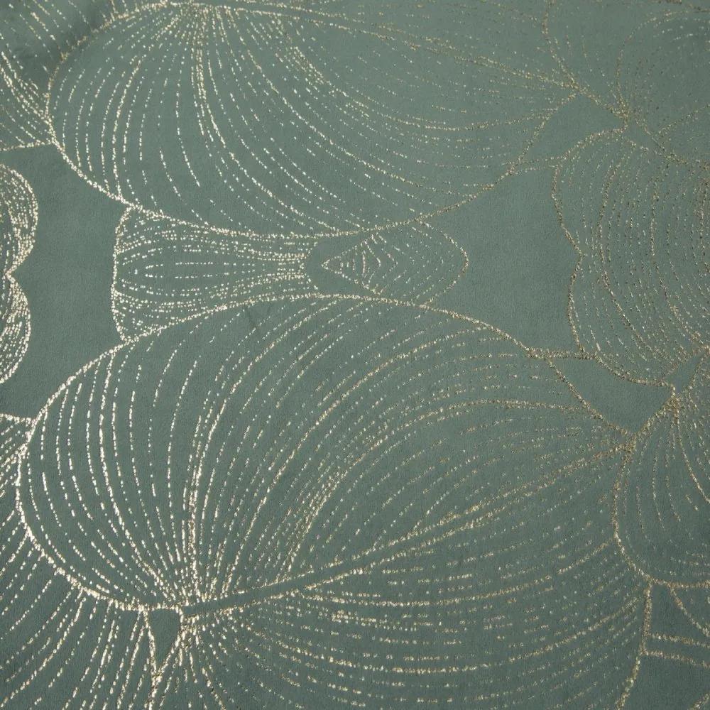 Tovaglia centrale in velluto con stampa lucida di foglie color menta Larghezza: 35 cm | Lunghezza: 180 cm