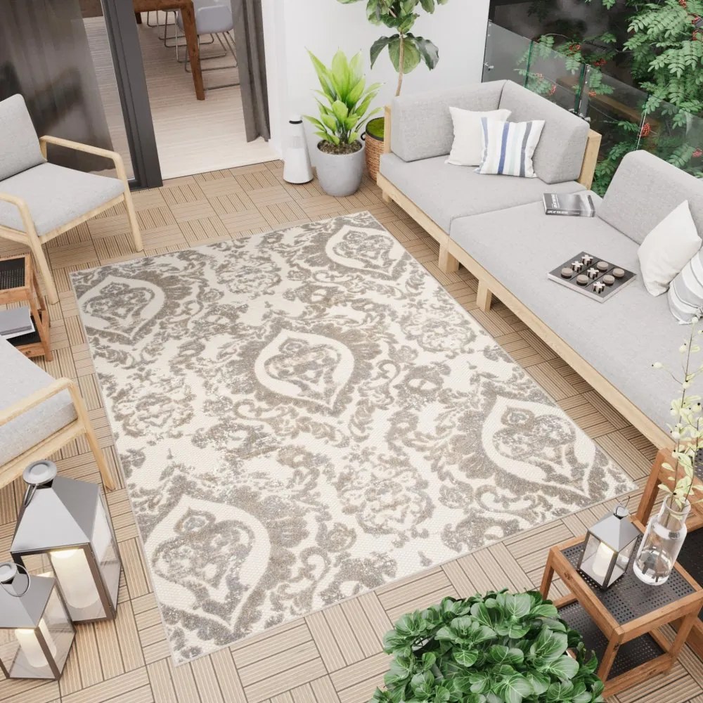 Tappeto beige per terrazza con ornamento Larghezza: 160 cm | Lunghezza: 230 cm