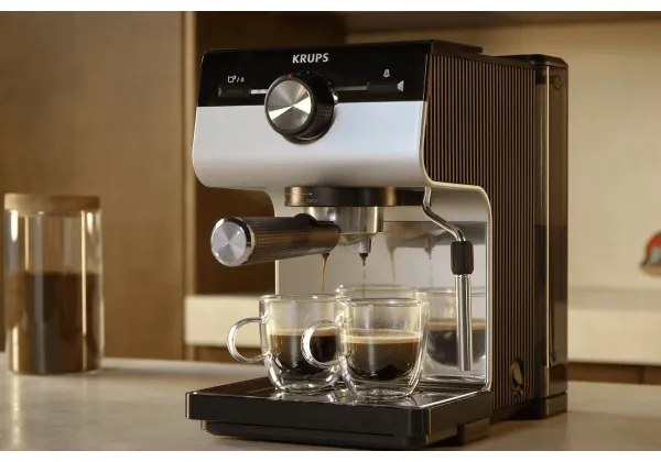 Krups - Macchina da caffè a leva per two tazze AUTHENTIC 1450W/230V grigio