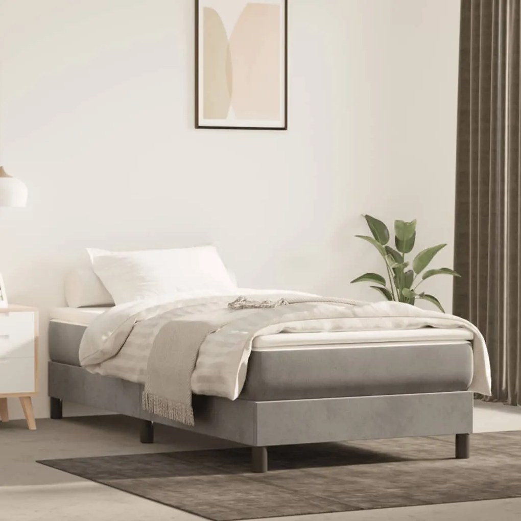 Materasso A Molle Grigio Chiaro 80x210x20 Cm İn Velluto /