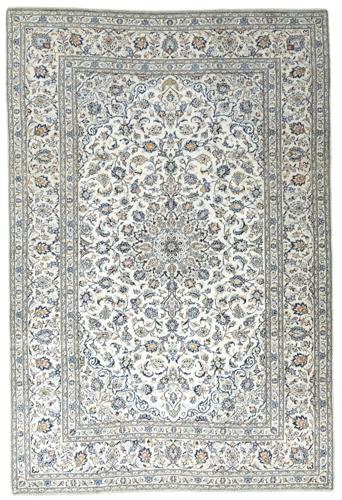 Kashan Tappeto 240x360 Beige (Iran) Annodato A Mano