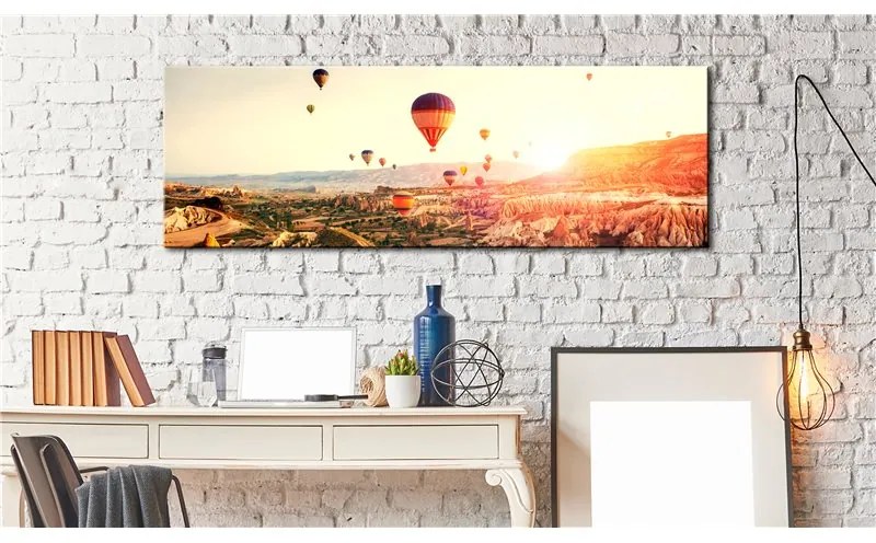 Quadro Balloon Rides  Colore Blu, Dimensioni e Misure 120x40