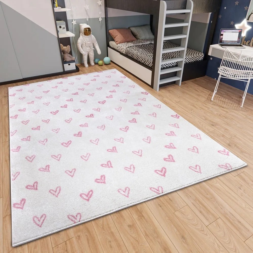 Tappeto per bambini rosa e bianco 160x235 cm Hearts - Hanse Home