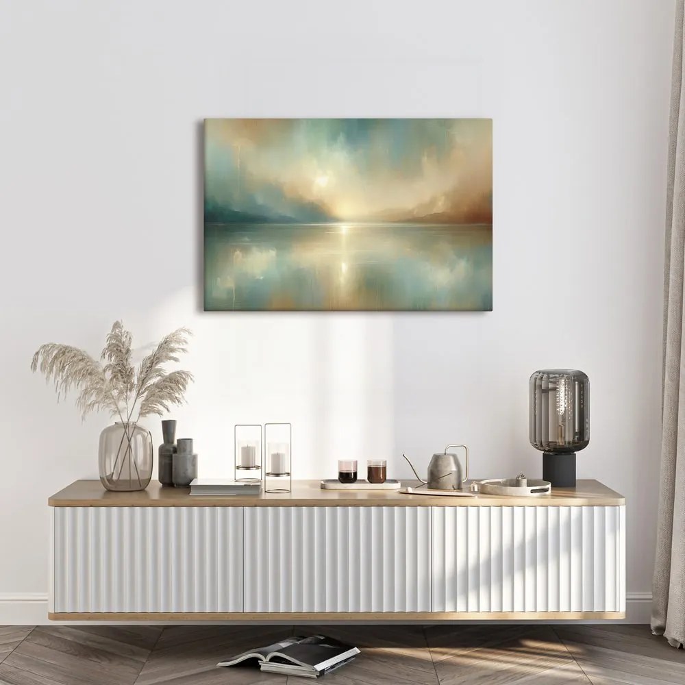 Quadro su tela – Lago tranquillo al tramonto