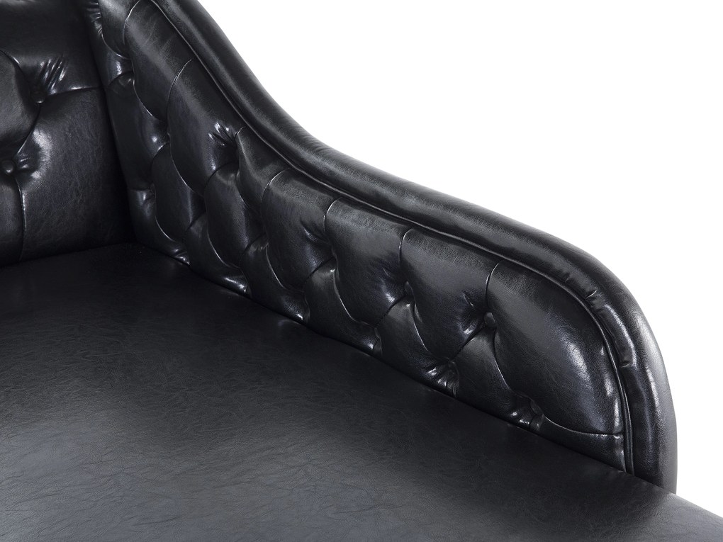 Chaise longue vintage sinistra in pelle sintetica nera NIMES Beliani
