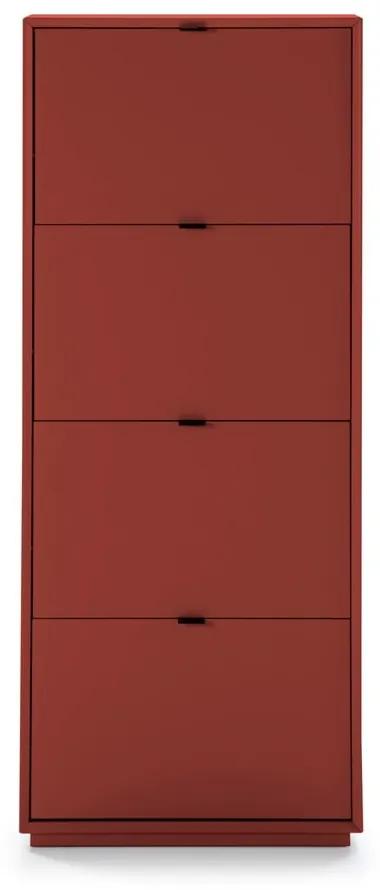 Scarpiera rossa con 4 cassetti Luka - Marckeric