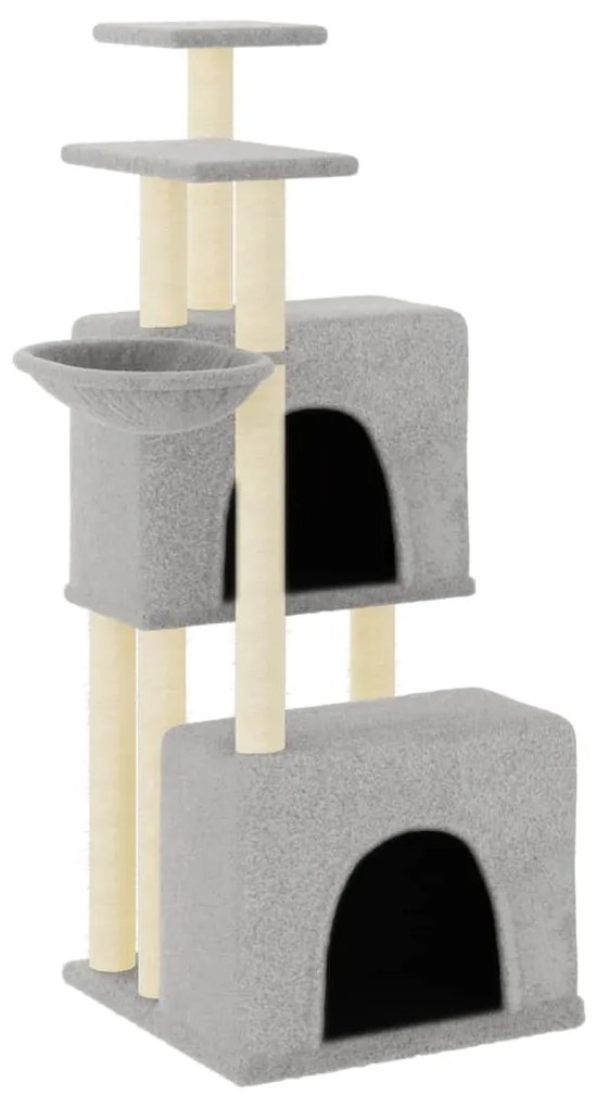 Albero per gatti con tiragraffi in sisal grigio chiaro 122 cm