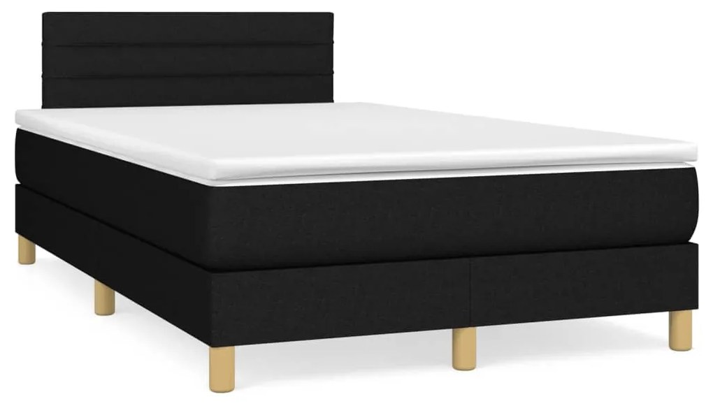 Letto a molle con materasso e led nero 120x190 cm in tessuto