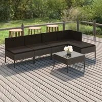 Set Divani da Giardino 6 pz con Cuscini in Polyrattan Grigio 3094374