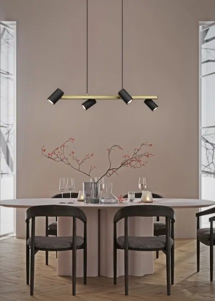 Trio - Lampadario a cavo MARLEY 4x GU10/35W/230V nero/oro