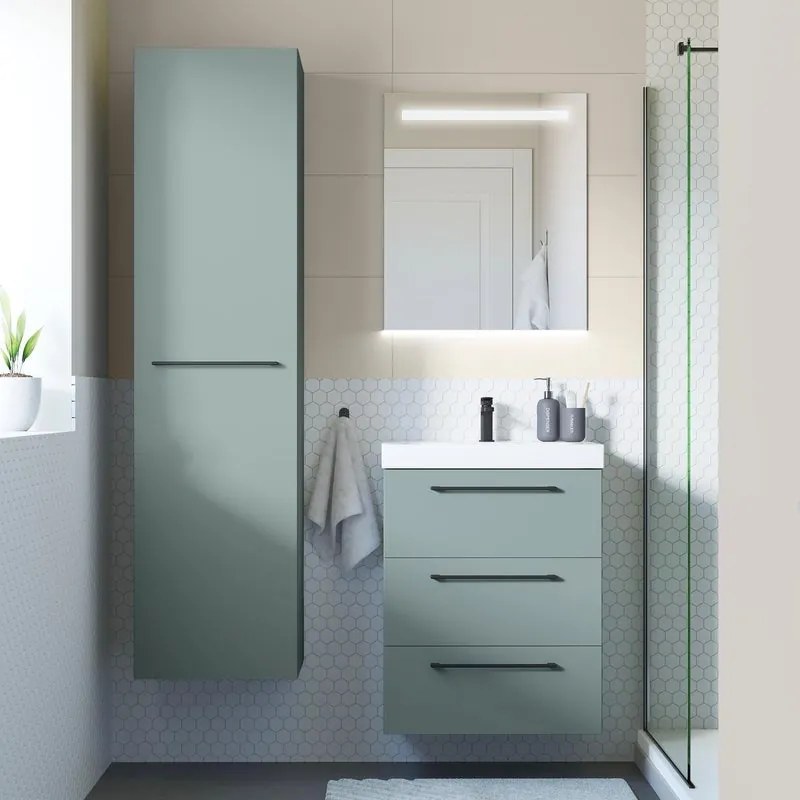 Mobile da bagno sotto lavabo Remix verde lamellare opaco L 60 x H 73 x P 46 cm 3 cassetti, lavabo non incluso