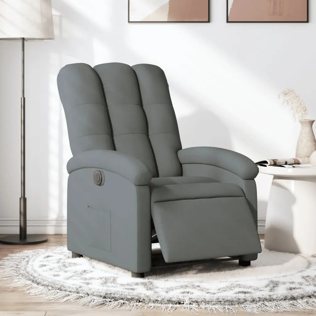 Poltrona Elettrica Reclinabile Grigio Scuro İn Tessuto /