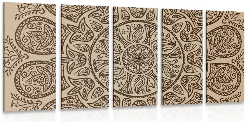 Quadri 5 pezzi – Mandala con motivo naturale astratto
