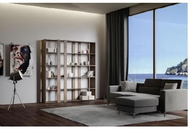 Libreria 178x204h cm in legno Noce con 6 ripiani - KATO A