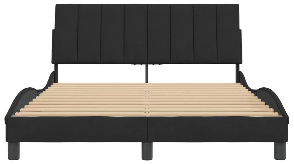 Giroletto con testiera nero 140x200 cm in velluto