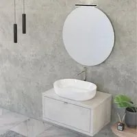 Composizione bagno sospesa Nyumba a 1 cassetto con lavabo, specchio e lampada LED 80x40 cm grigio cielo