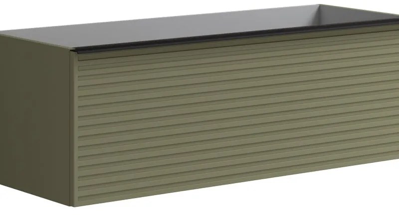 Mobile da bagno sotto lavabo Pixel stripes verde laccato opaco L 120 x H 40 x P 45.5 cm 1 cassetto, lavabo non incluso