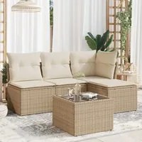 Set Divano da Giardino 5 pz con Cuscini Beige in Polyrattan 3217508