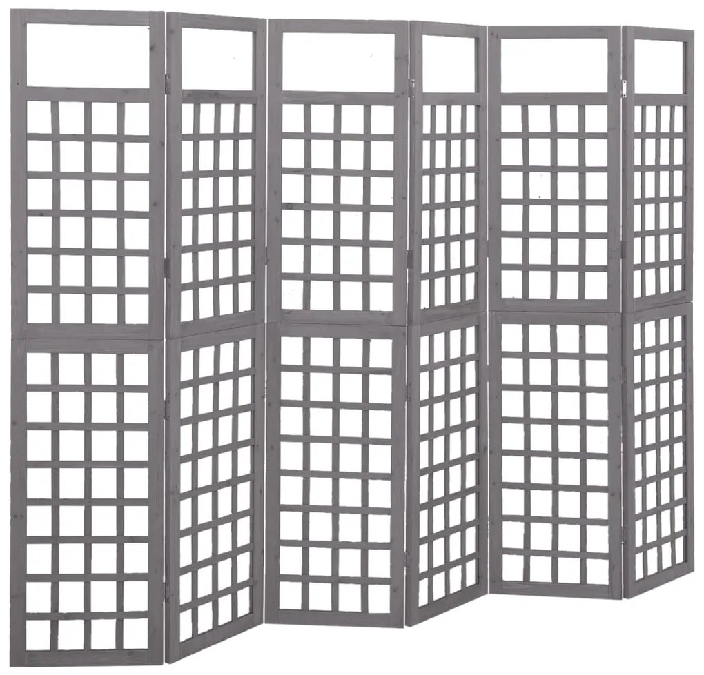 Divisorio A 6 Pannelli İn Legno Di Abete Grigio 242,5x180 Cm /