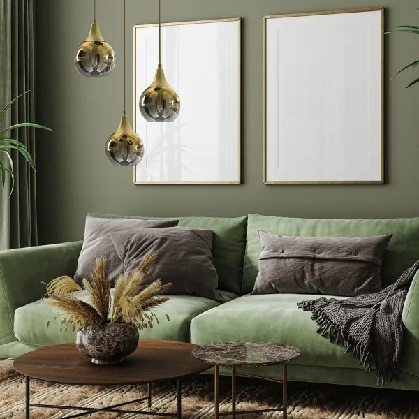 Lampadario a sospensione con filo MONTE 3xE27/60W/230V oro