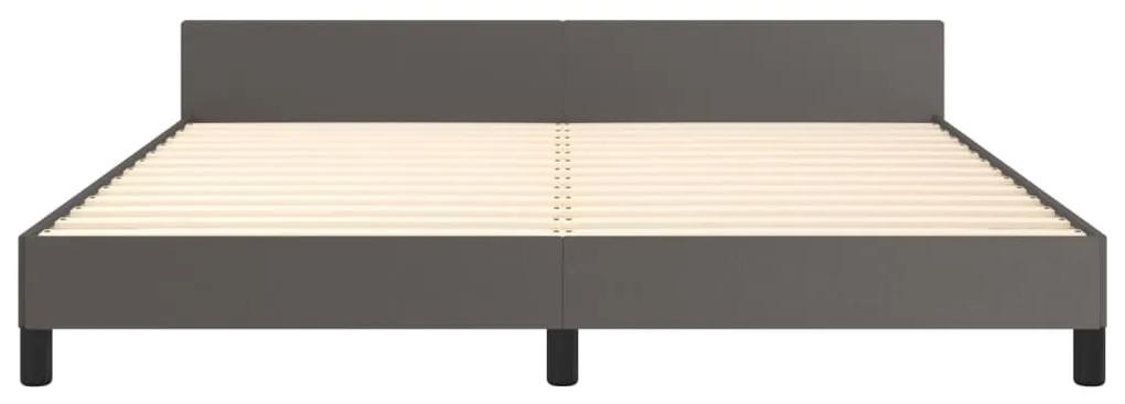 Giroletto con testiera grigio 180x200 cm in similpelle
