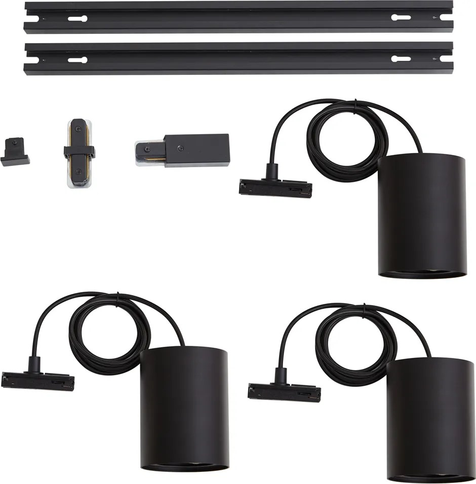 Sistema di illuminazione a binario moderno con 3 luci a sospensione nero 1 fase - Iconic Holt