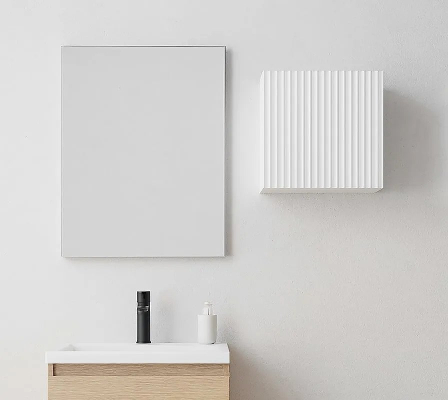 Pensile bagno Portofino bianco in vetro, 1 anta apertura da sinistra P 15 x L 30 x H 30 cm