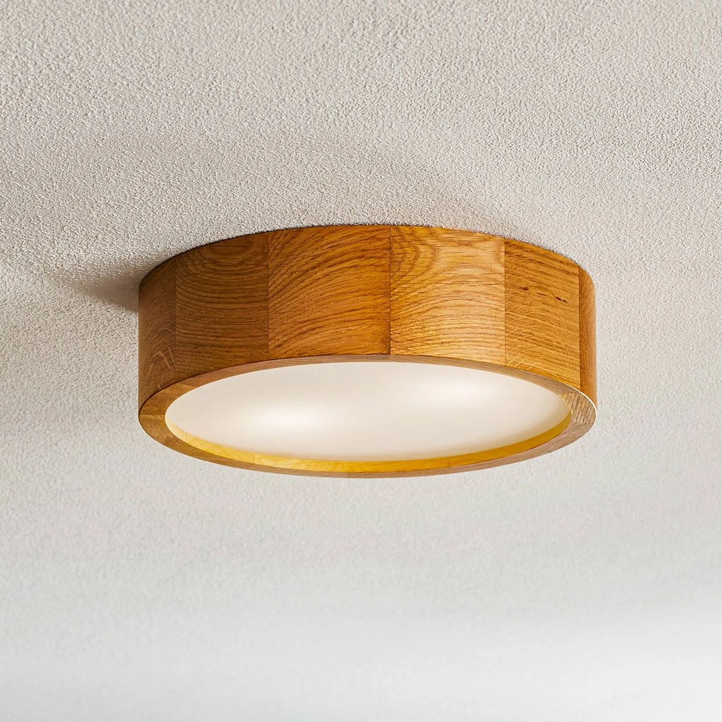 TEMAR LIGHTING Plafoniera Cleo DR275, IP20, sensore, Ø 28 cm, legno di quercia