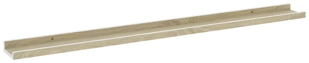 Mensole da parete 2 pz bianco e rovere sonoma 100x9x3 cm