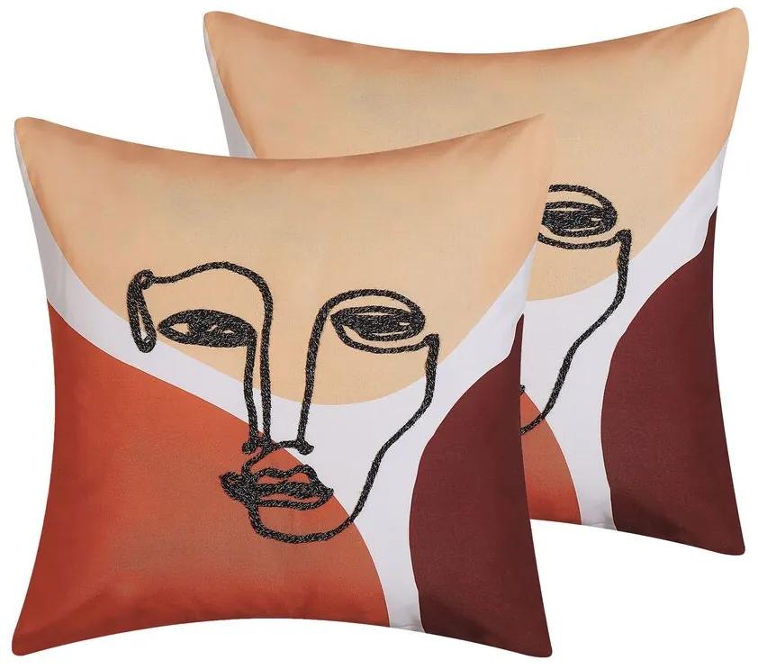 Set di 2 cuscini ricamato multicolore 45 x 45 cm RUDBEKIA Beliani