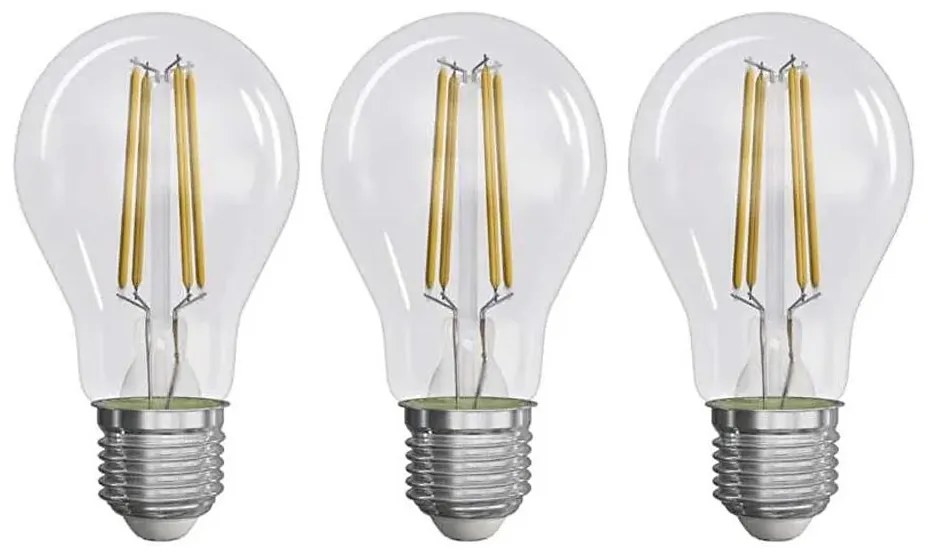 SET 3x Lampadina LED FILAMENT A60 E27/3,8W/230V 2700K Classe energetica A