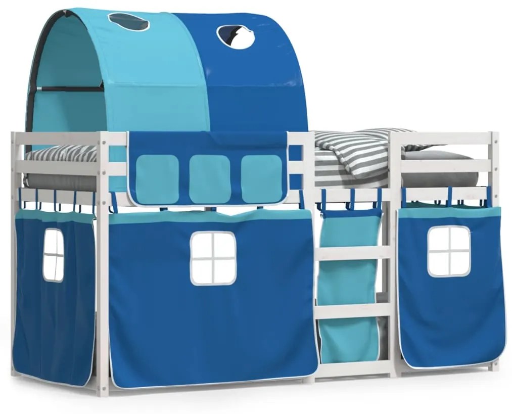 Letto A Castello Senza Materasso Blu 75x190 Cm Massello Pino /