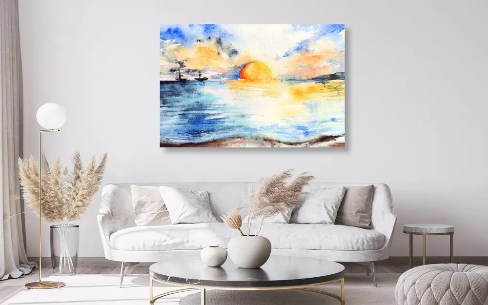 Quadro su tela – Tramonto luminoso sul mare