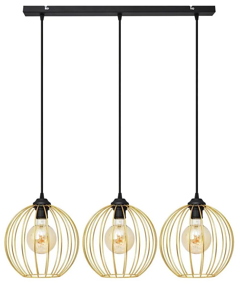 Lampadario a sospensione con filo MERCURE 3xE27/15W/230V oro/nero