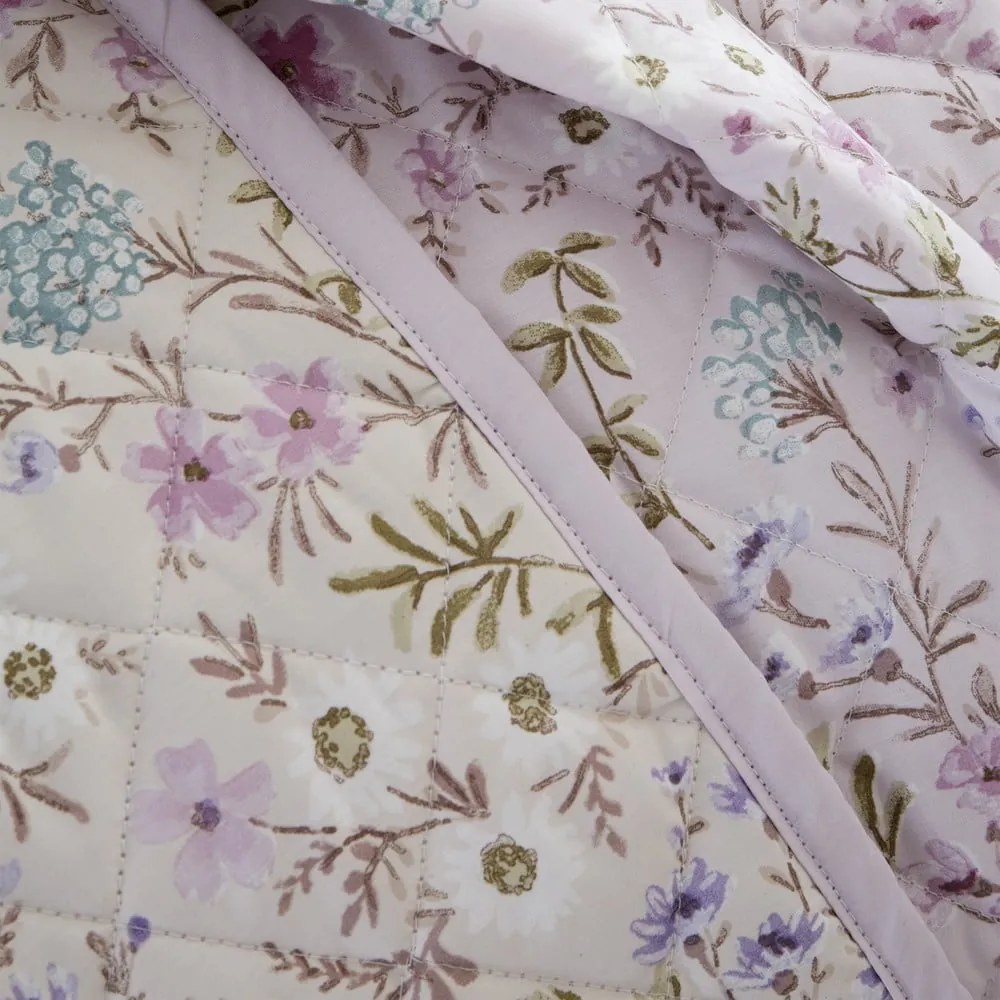 Copriletto lavanda/beige in cotone con rivestimento trapuntato 220x230 cm Ditsy Floral – Bianca
