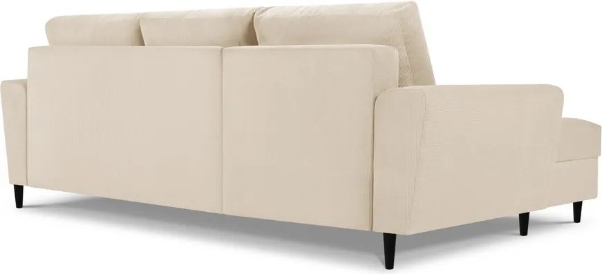Divano angolare beige allungabile e con contenitore (con penisola a sinistra/con chaise lounge) con rivestimento in velluto a coste Kyoto – Cosmopolitan Design