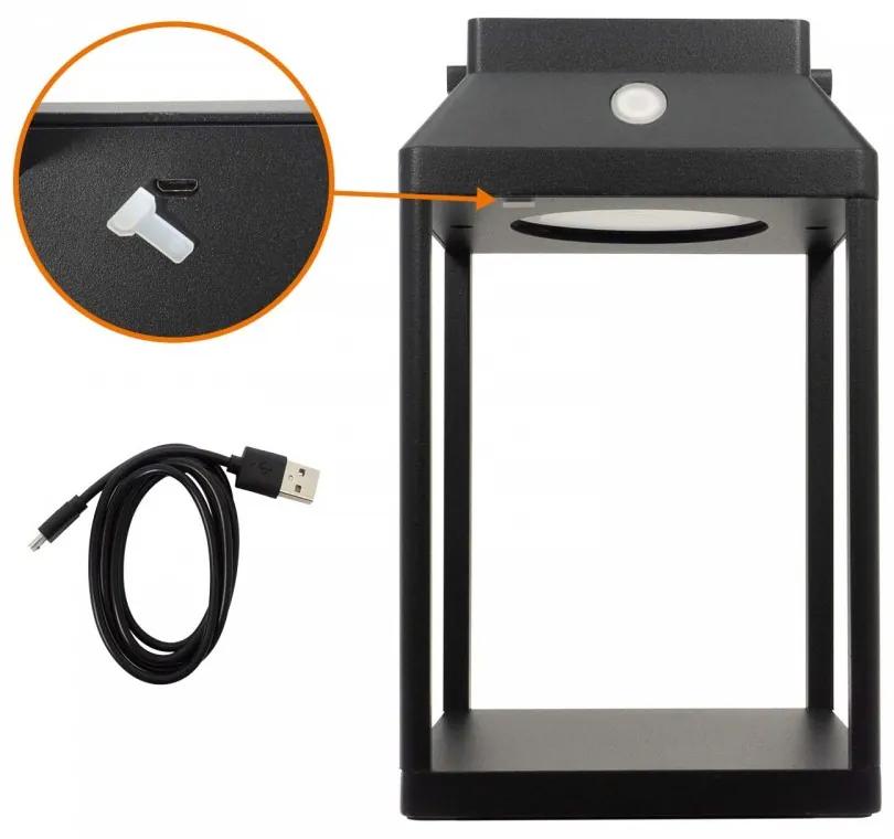 Lanterna Portatile Ricaricabile Solare e USB Nera Dimmerabile Colore  Bianco Naturale 4.000K