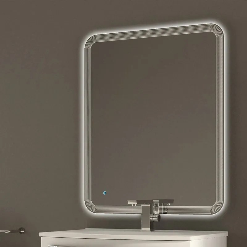 Specchio con illuminazione integrata bagno rettangolare BADEN HAUS L 74 x H 90 x P 2 cm trasparente