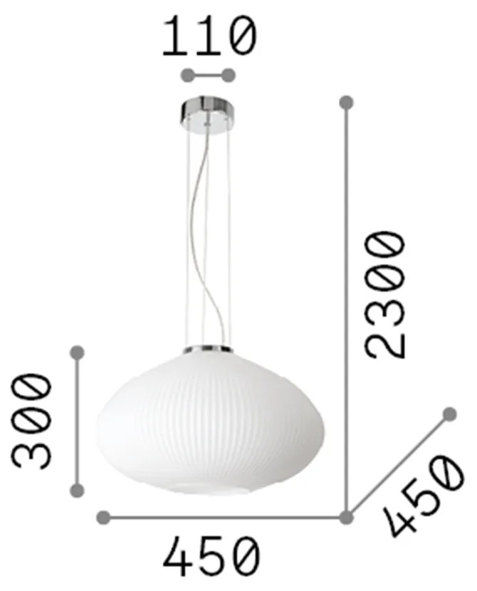 Sospensione Moderna Plisse' Metallo Cromo 1 Luce E27 D45Cm