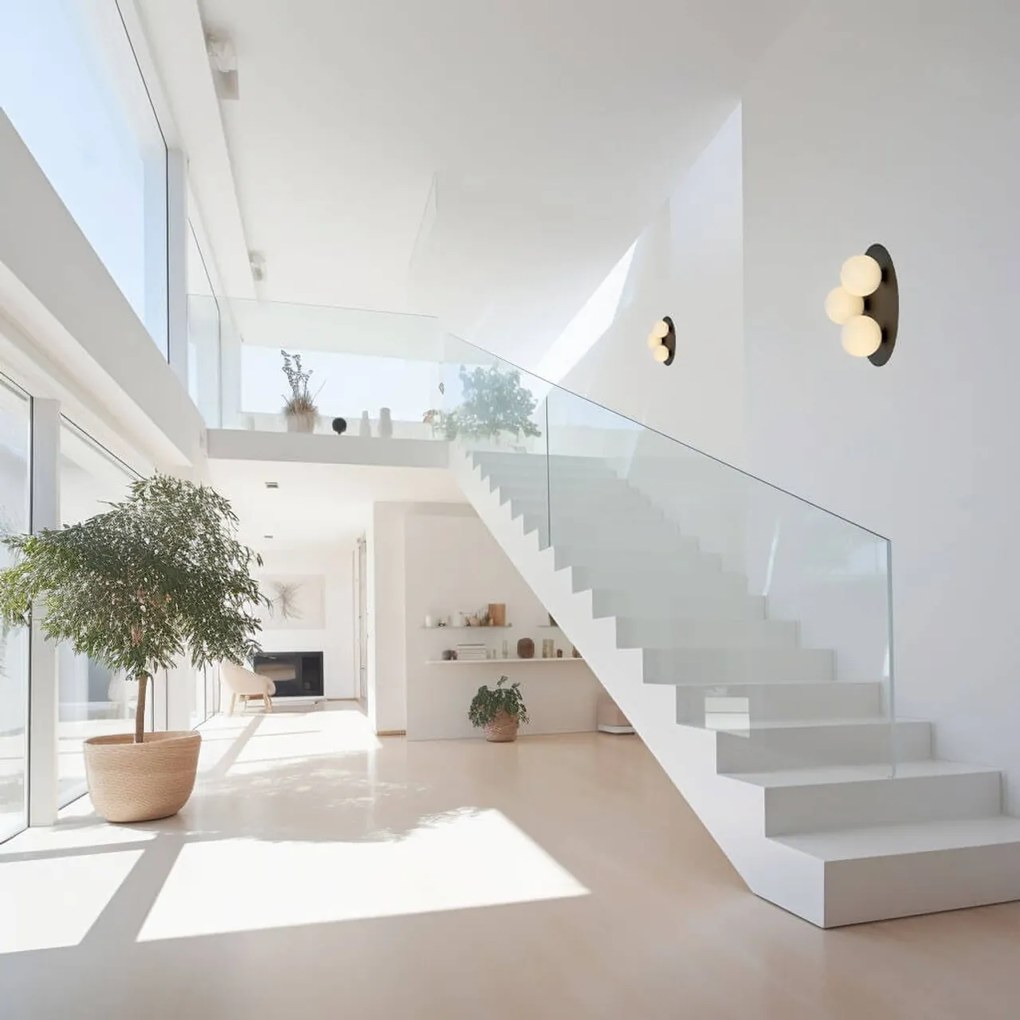 Lampada da soffitto Solar Nera con sfere satinate E14